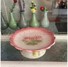 Dĩa Trái Cây Sứ Hồng sen(dk*c) - 15cm*5,5cm