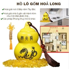 CB Hồ Lô Gốm Vàng có Nắp 6*7.7*11cm(hoá giải Hoả Tây Bắc) +100g Đá+Dây xu
