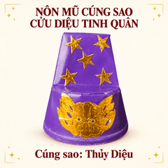Mũ Nón cúng Sao Cửu Diệu tinh quân(5 Màu:Đỏ,Trắng,Tím,Vàng,Xanh)
