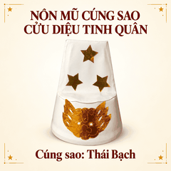 Mũ Nón cúng Sao Cửu Diệu tinh quân(5 Màu:Đỏ,Trắng,Tím,Vàng,Xanh)