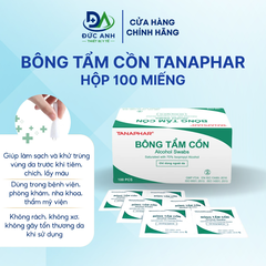 Bông tẩm cồn TANAPHAR 3cm x 6cm (hộp 100 miếng)