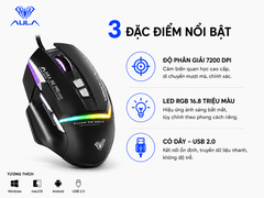 Chuột gaming có dây AULA S12 Pro đen (4375)