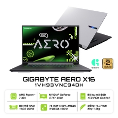Laptop Gigabyte AERO X16 1VH93VNC94DH (AMD Ryzen AI 7 350 | RTX 5060 8GB GDDR7 | 16 inch WQXGA | 16GB | 1TB | Windows 11 Home SL | Trắng)
