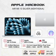Laptop Apple MacBook Air 13 inch M5 Bạc 10CPU/8GPU/16GB/512GB - MDH74SA/A