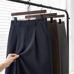 Quần Âu Nam Dáng Suông Cạp Chun Sau Vải Kaki Đài Mềm Mịn Co Giãn Nhẹ Ống Rộng Mặc Thoải Mái Q240
