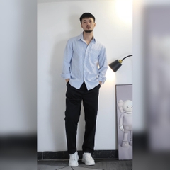 Quần Kaki ống suông cạp chun dáng Baggy Unisex chất liệu Kaki mềm thoáng mát phong cách đơn giản Q188 Menswear Nam Pants Có Túi Đen