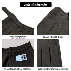 Quần âu nam xếp ly, Quần tây nam vải tuyết Hàn Quốc Kèm Đai, cạp chun sau dáng quần ống suông rộng Q168 Menswear Ong Kem Kaki quần â