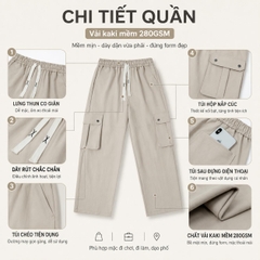 Quần Túi Hộp Dáng Suông, Quần Túi Hộp Vải KaKi Nam Nữ Phong Cách Đường Phố Đơn Giản Basic Q219 Menswear Pants Kaki