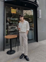 Quần âu nam , Quần tây nam vải tuyết mưa hàn quốc ống côn dáng ôm Q101 Menswear Pants Ong Có Túi Trắng Đen  quần  âu