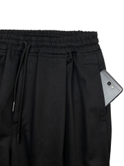 Quần Kaki ống suông cạp chun dáng Baggy Unisex chất liệu Kaki mềm thoáng mát phong cách đơn giản Q188 Menswear Nam Pants Có Túi Đen