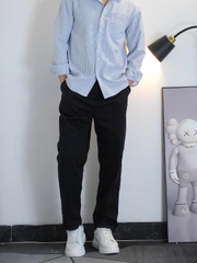 Quần Kaki ống suông cạp chun dáng Baggy Unisex chất liệu Kaki mềm thoáng mát phong cách đơn giản Q188 Menswear Nam Pants Có Túi Đen