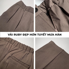 Quần Tây ốNg Rộng Xếp Ly Hk1970, Quần Âu Cạp Chun Sau Vải Rubi Mềm Mượt Thoáng Mát Phong Cách Hàn Quốc Q196