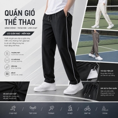 Quần Gió Thể Thao Mềm Mịn Co Giãn Nhẹ Dáng Baggy Quần Ống Suông Nam Nữ Unisex Cho Mùa Hè Q222 Màu Đen Kaki Nâu Be