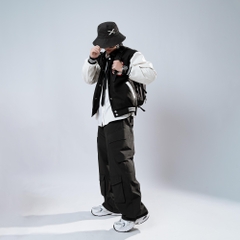 Quần Ống Rộng Túi Hộp 4 Túi Nam Nữ Có Dây Rút Unisex, Quần Túi Hộp Vải Gió Phong Cách Hiphop Đường Phố Q332 Menswear Pants Đen