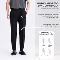 Quần âu nam, Quần tây nam HK1970 dáng baggy ống côn vải cotton co dãn nhẹ màu đen, kaki Q191 Menswear Pants Ong Có Túi quana  unam