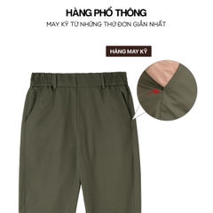 Quần Kaki Nam Eo Chun Sườn Ống Côn Vải Kaki 280GSM Kẻ Ô 280GSM Không Nhăn Xù Bai Nhão, Vải Siêu Bền Phong Cách Vintage Q228