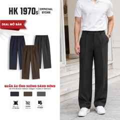 Quần Âu Nam Dáng Suông Cạp Chun Sau Vải Kaki Đài Mềm Mịn Co Giãn Nhẹ Ống Rộng Mặc Thoải Mái Q240