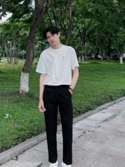 Quần âu nam , Quần tây nam vải tuyết mưa hàn quốc ống côn dáng ôm Q101 Menswear Pants Ong Có Túi Trắng Đen  quần  âu