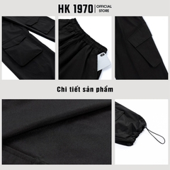 Quần Ống Rộng Túi Hộp 4 Túi Nam Nữ Có Dây Rút Unisex, Quần Túi Hộp Vải Gió Phong Cách Hiphop Đường Phố Q332 Menswear Pants Đen
