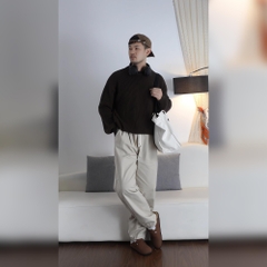 Quần Kaki Ống Rộng Dáng Thụng Xếp Ly Lưng Cao  Phong Cách Retro Hàn Quốc Q182 Pants Kem Nam Menswear Nam Menswear