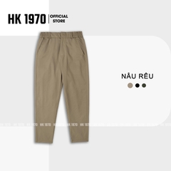 Quần Kaki Nam Eo Chun Sườn Ống Côn Vải Kaki 280GSM Kẻ Ô 280GSM Không Nhăn Xù Bai Nhão, Vải Siêu Bền Phong Cách Vintage Q228