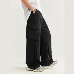 Quần Ống Rộng Túi Hộp 4 Túi Nam Nữ Có Dây Rút Unisex, Quần Túi Hộp Vải Gió Phong Cách Hiphop Đường Phố Q332 Menswear Pants Đen