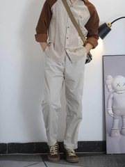 Quần Kaki ống suông cạp chun dáng Baggy Unisex chất liệu Kaki mềm thoáng mát phong cách đơn giản Q188 Menswear Nam Pants Có Túi Đen