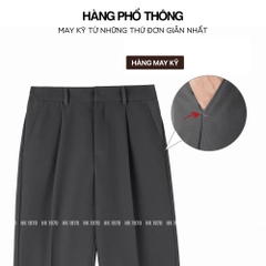 Quần Tây Nam, Quần Âu Nam Vải Cotton Hàn Dáng Quần Ống Suông Rộng Trơn Q087 Menswear Pants Đen Ong dịp Thông thường Có Túi
