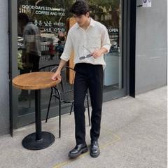 Quần âu nam , Quần tây nam vải tuyết mưa hàn quốc ống côn dáng ôm Q101 Menswear Pants Ong Có Túi Trắng Đen  quần  âu
