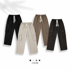 Quần Túi Hộp Dáng Suông, Quần Túi Hộp Vải KaKi Nam Nữ Phong Cách Đường Phố Đơn Giản Basic Q219 Menswear Pants Kaki