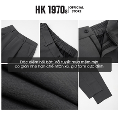 Quần Tây Nam, Quần Âu Nam Vải Cotton Hàn Dáng Quần Ống Suông Rộng Trơn Q087 Menswear Pants Đen Ong dịp Thông thường Có Túi