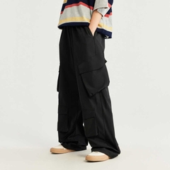Quần Ống Rộng Túi Hộp 4 Túi Nam Nữ Có Dây Rút Unisex, Quần Túi Hộp Vải Gió Phong Cách Hiphop Đường Phố Q332 Menswear Pants Đen
