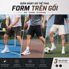 Quần Short Thể Thao Nam Nữ Unisex 150GSM Chất Gió, Co Giãn Nhẹ Mềm Mịn Form Regular Trên Gối Q216