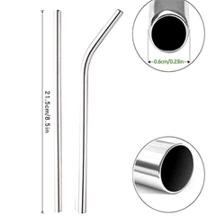 Ống Hút Inox 304 Có Ren Dài 21cm – Bền Đẹp, Chống Gỉ – Thẳng & Cong