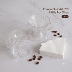 COMBO PHA CÀ PHÊ V60 (PHIN + 100 GIẤY)	LỚN NHỌN PVC TRẮNG