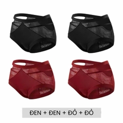 [LOT CHIC 58] Combo 2-4 Quần Lót Nữ Phong Cách Pháp Gợi Cảm Phối Ren Cao Cấp, Thiết Kế Hở Eo Cut Out Quyến Rũ, Chất Liệu Lụa Satin Phối Ren Mềm Mại