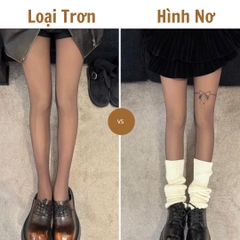 Quần Tất Nữ 3D Họa Tiết Xinh hàng Quảng Châu màu đen nâu tây kết hợp