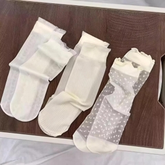 [22] Set 3 Đôi Tất Chân Nữ Dạng Lưới Mix Họa Tiết, Vớ Nữ Lưới Dễ Thương