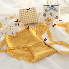 Sét 5 Quần Lót Nữ Gấu Vàng Cute Chất Cotton Ren
