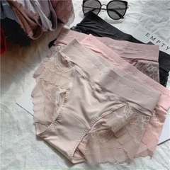 Quần Lót cạp cao phối ren chất cotton lụa Q10 Chất Đẹp Thun Nữ Women