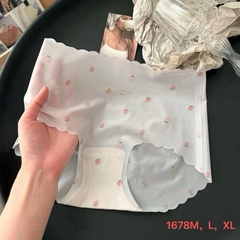 Quần Lót Nữ Đúc Su Hoạ Tiết Quả Dâu Thun Lạnh viền sóng D78 gợi cảm đính quả dâu nhỏ Nhung Kem