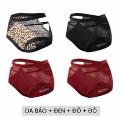 [LOT CHIC 58] Combo 2-4 Quần Lót Nữ Phong Cách Pháp Gợi Cảm Phối Ren Cao Cấp, Thiết Kế Hở Eo Cut Out Quyến Rũ, Chất Liệu Lụa Satin Phối Ren Mềm Mại