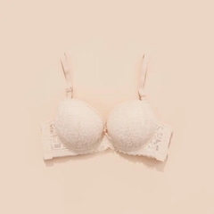 Áo Lót Nữ Ren Ko Gọng Đệm Tim Kép 5cm Nâng V1 [912] Bra Kem Women Voi