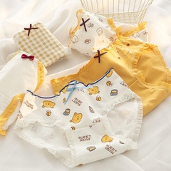 Sét 5 Quần Lót Nữ Gấu Vàng Cute Chất Cotton Ren