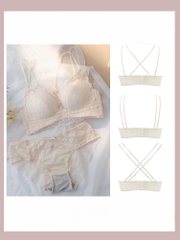 Áo Lót Nữ nâng ngực 5cm cao cấp phối ren mềm mịn Kem Bra