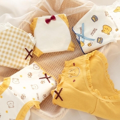Sét 5 Quần Lót Nữ Gấu Vàng Cute Chất Cotton Ren
