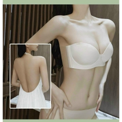 Áo ngực cúp ngang chống tụt kèm dây và quai dán trong suốt A1 Bra Cup Kem Nữ