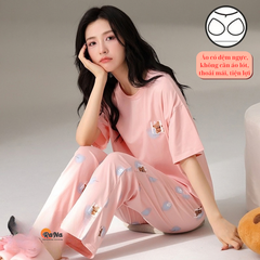 Quần dài áo tay lơ cổ tròn có sẵn mút