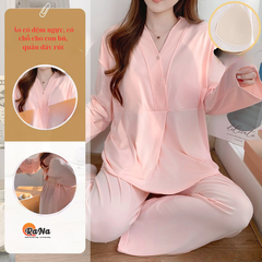 Bộ pijama ngủ cho mẹ bầu bỉm có chỗ cho con bú