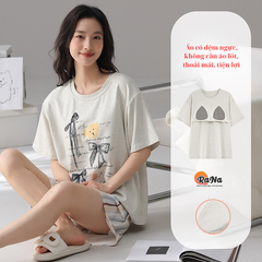 Đồ bộ mặc nhà cotton có miếng đệm ngực